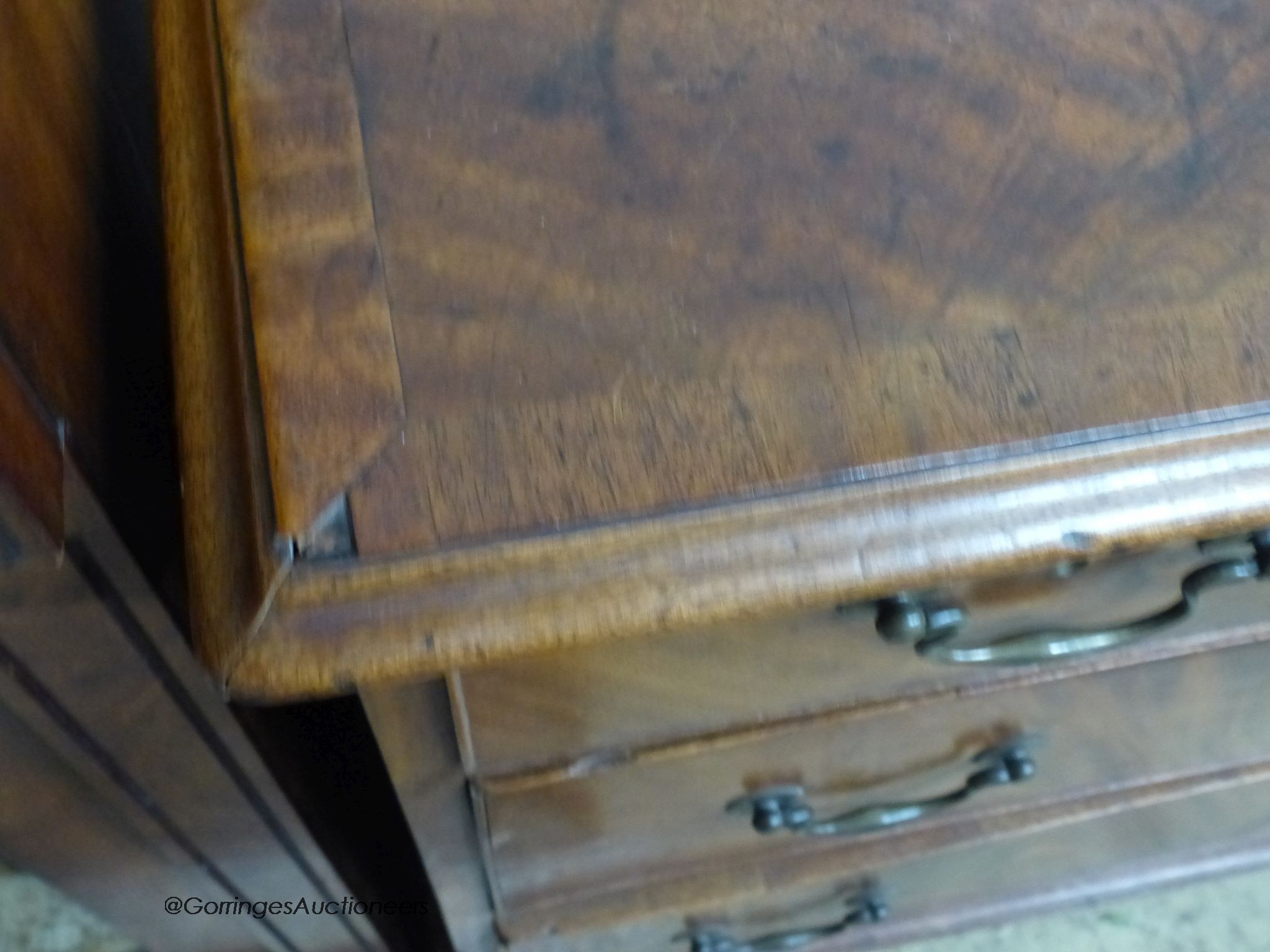 A George III mahogany chest of five drawers, width 85cm, depth 50cm, height 78cm